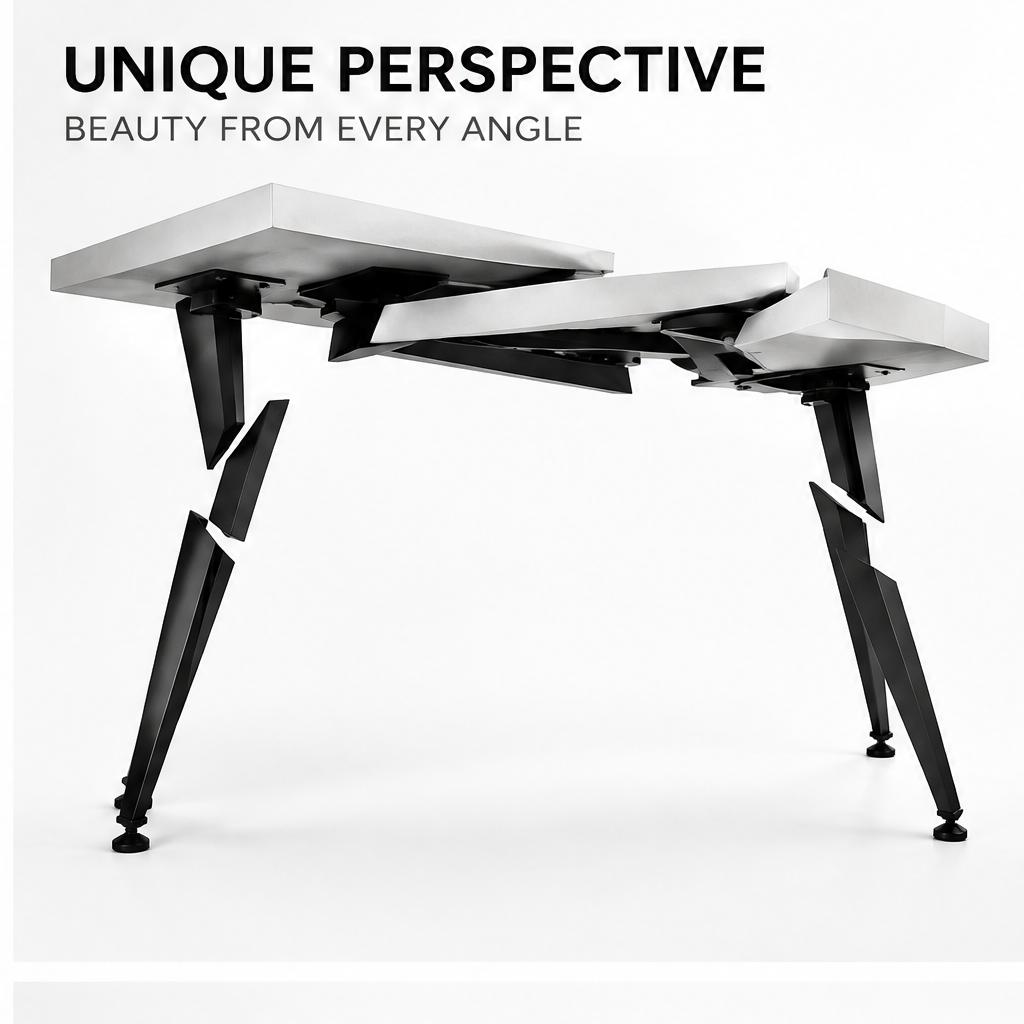 domivov® White Fractured Geometric Accent Table