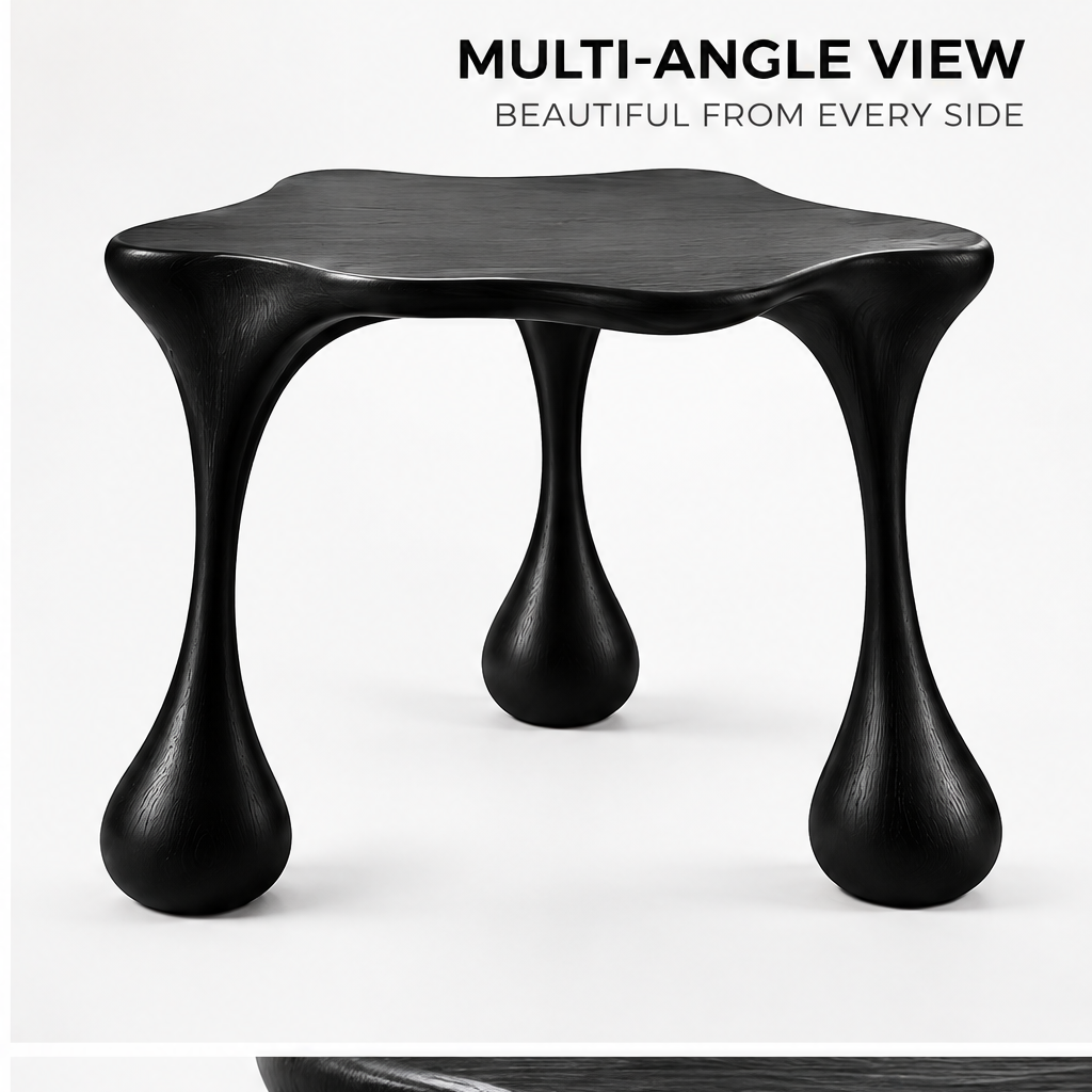 domivov® Black Organic Sculptural Accent Table