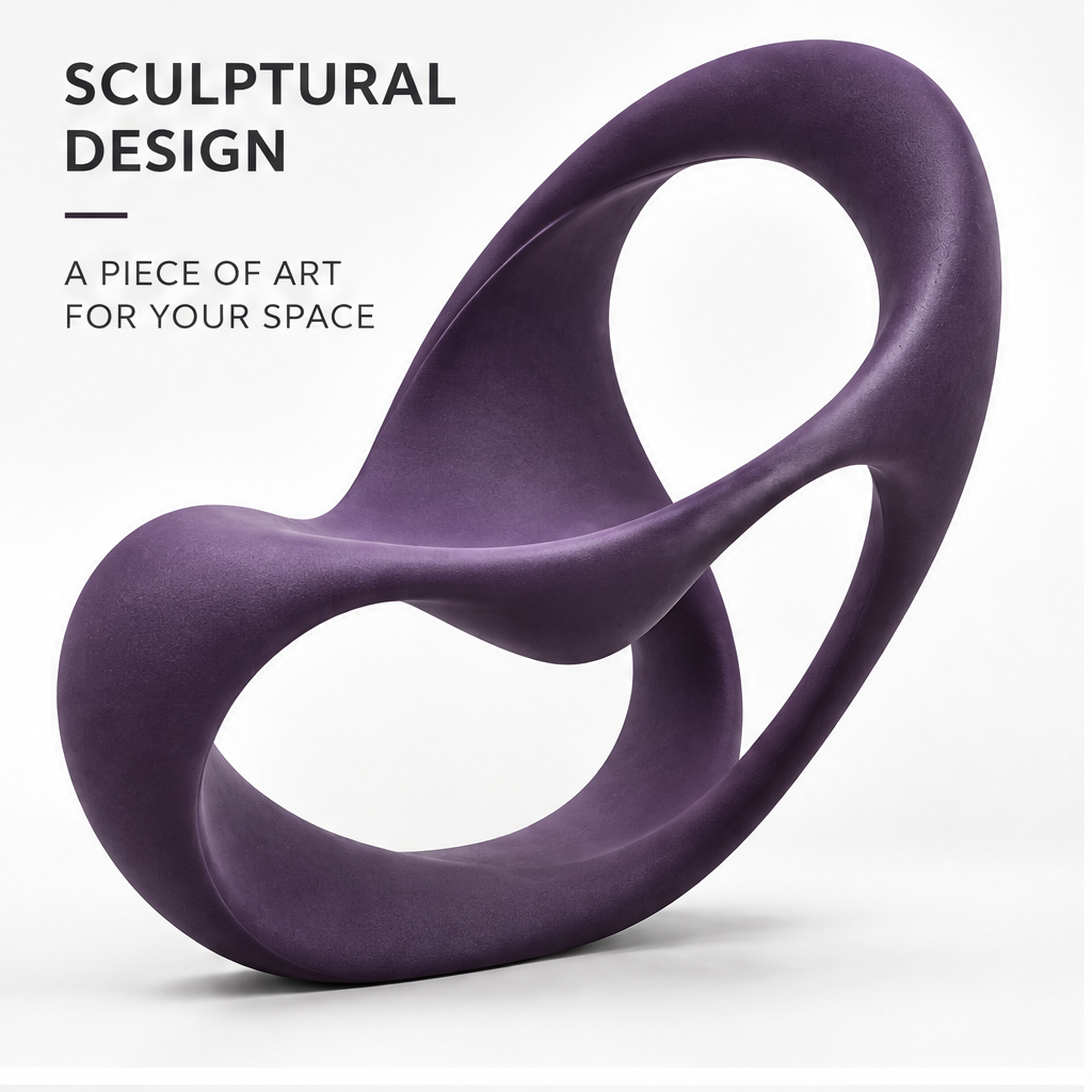 domivov® Sculptural Lounge Chair – Plum Purple Matte Accent Chair
