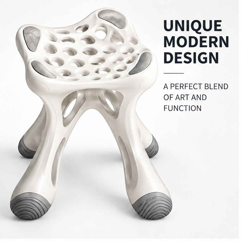 domivov® White Ergonomic Perforated Stool
