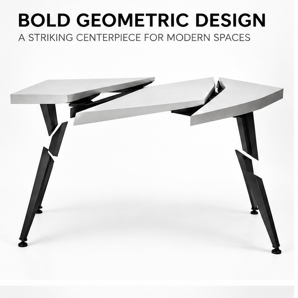 domivov® White Fractured Geometric Accent Table