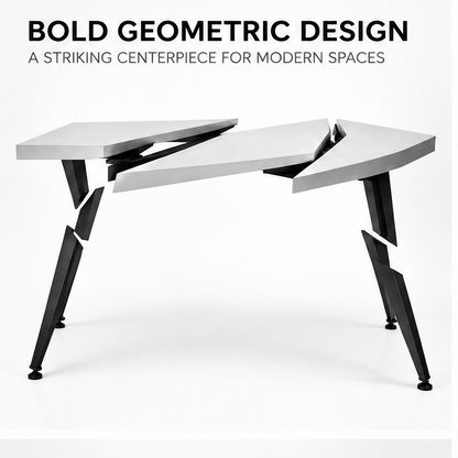 domivov® White Fractured Geometric Accent Table