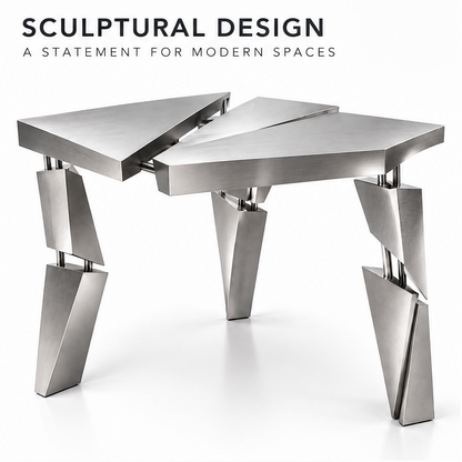 domivov® Silver Triangular Sculptural Accent Table