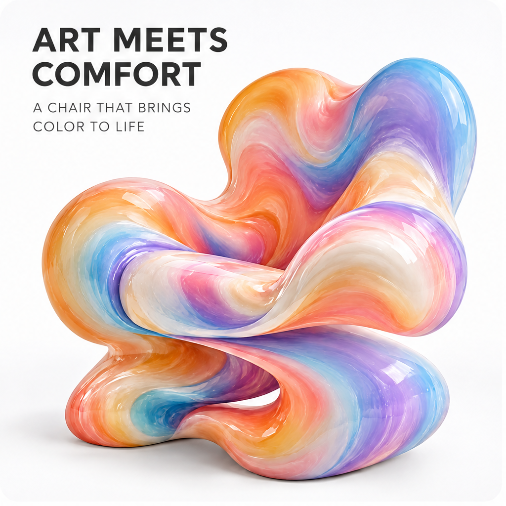 domivov® Rainbow Swirl Sculptural Lounge Chair