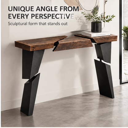 domivov® Rustic Wood Geometric Console Table