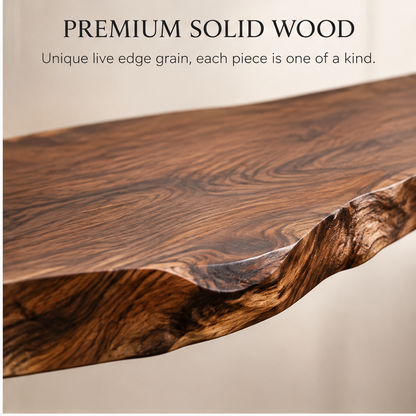 domivov® Live-Edge Wood Console Table with Stone Base