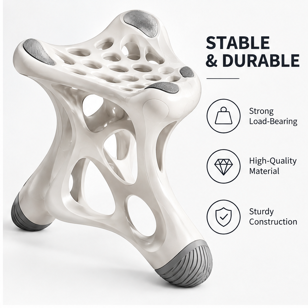 domivov® White Ergonomic Perforated Stool