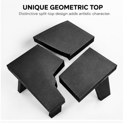 domivov® Black Geometric Split-Top Coffee Table