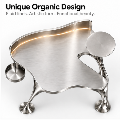 domivov® Sculptural Stainless Steel LED Desk