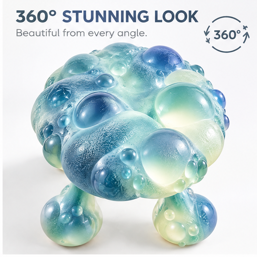 domivov® Blue-Green Bubble Resin Accent Stool