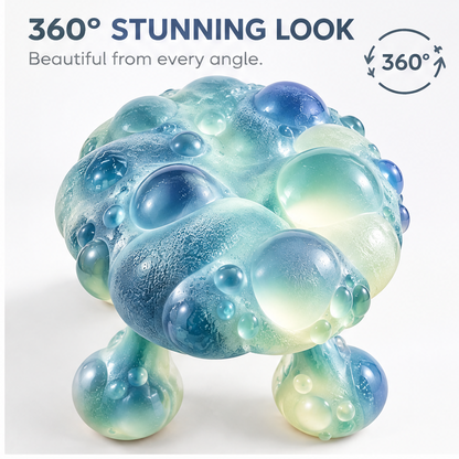 domivov® Blue-Green Bubble Resin Accent Stool
