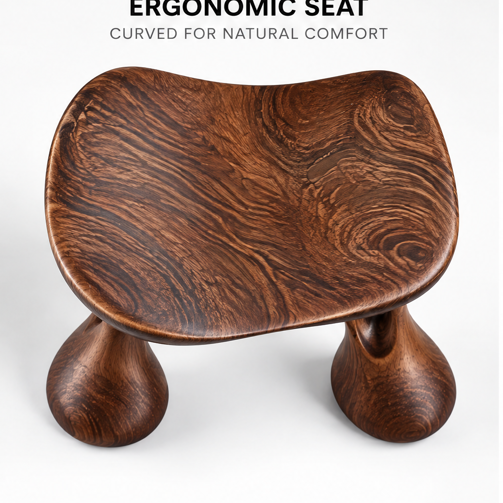 domivov® Sculptural Solid Wood Stool