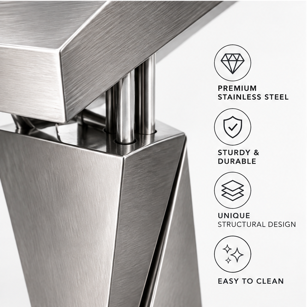 domivov® Silver Triangular Sculptural Accent Table