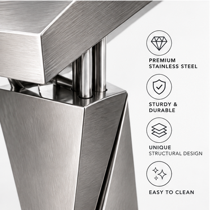domivov® Silver Triangular Sculptural Accent Table