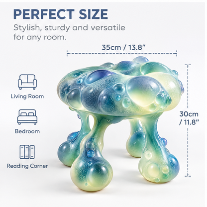domivov® Blue-Green Bubble Resin Accent Stool