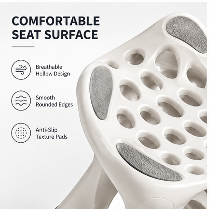 domivov® White Ergonomic Perforated Stool