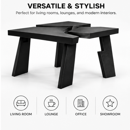 domivov® Black Geometric Split-Top Coffee Table