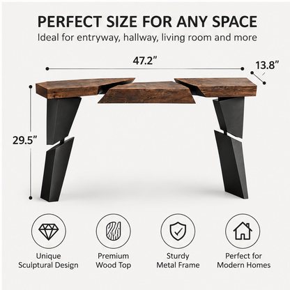 domivov® Rustic Wood Geometric Console Table