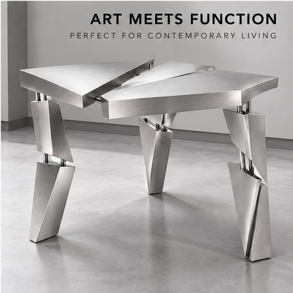 domivov® Silver Triangular Sculptural Accent Table