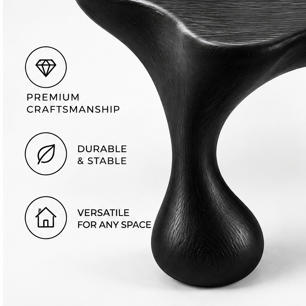 domivov® Black Organic Sculptural Accent Table