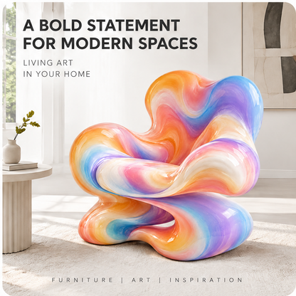 domivov® Rainbow Swirl Sculptural Lounge Chair