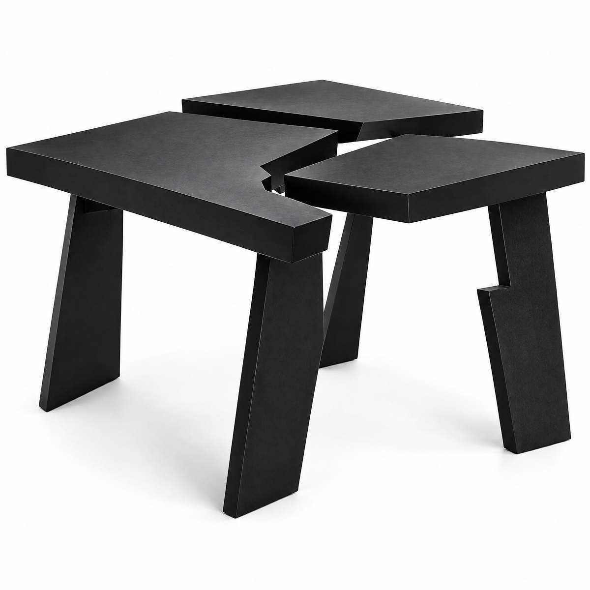 domivov® Black Geometric Split-Top Coffee Table