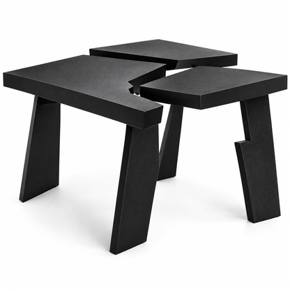 domivov® Black Geometric Split-Top Coffee Table
