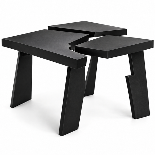 domivov® Black Geometric Split-Top Coffee Table