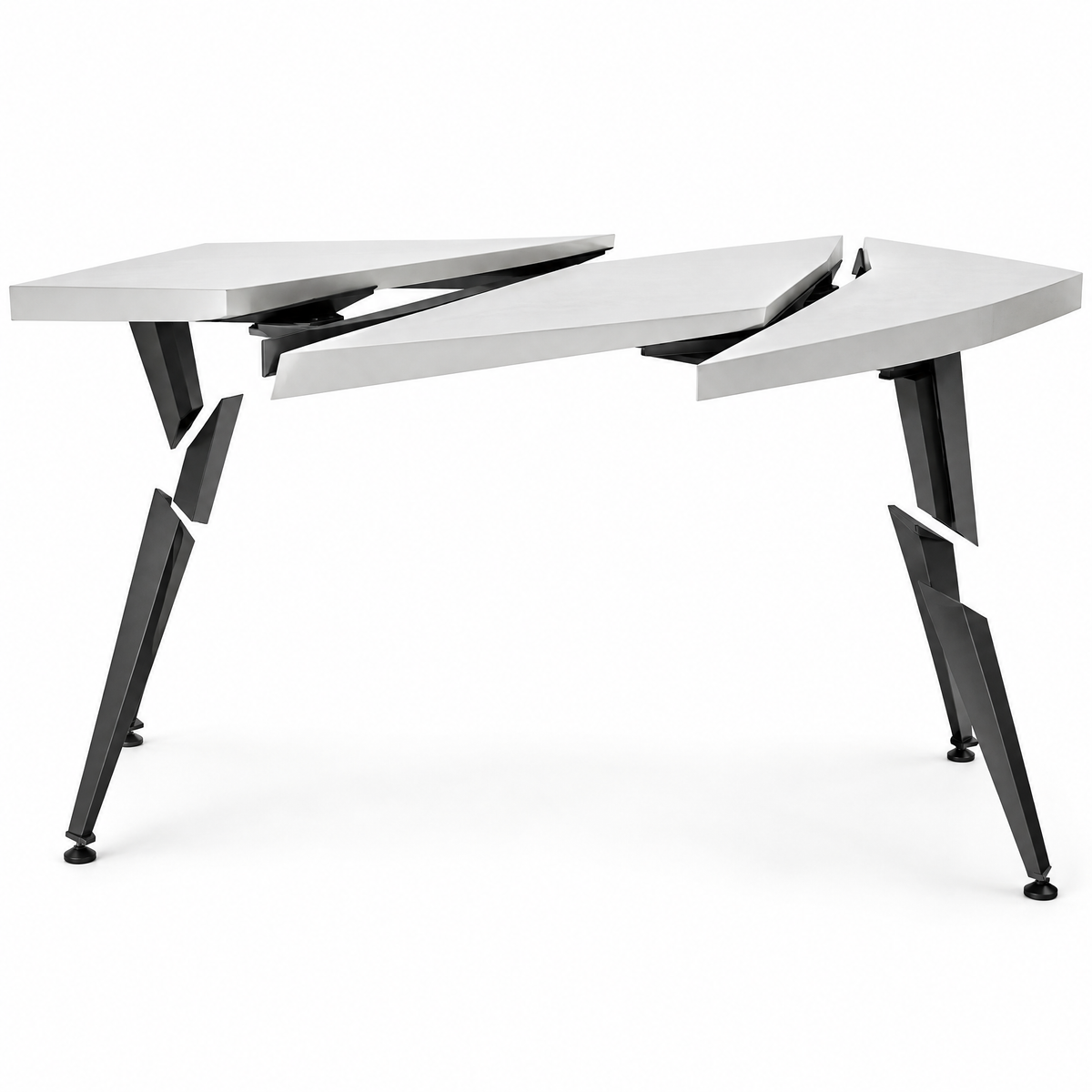 domivov® White Fractured Geometric Accent Table