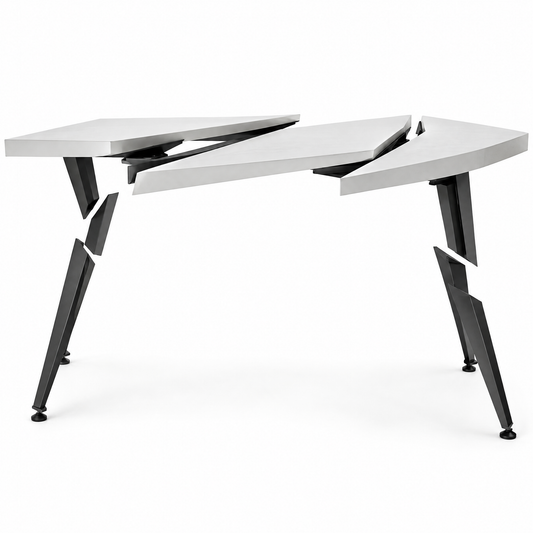 domivov® White Fractured Geometric Accent Table