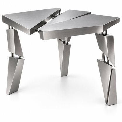 domivov® Silver Triangular Sculptural Accent Table