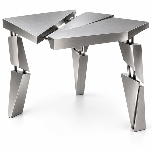 domivov® Silver Triangular Sculptural Accent Table