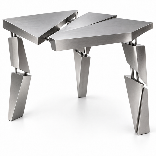 domivov® Silver Triangular Sculptural Accent Table