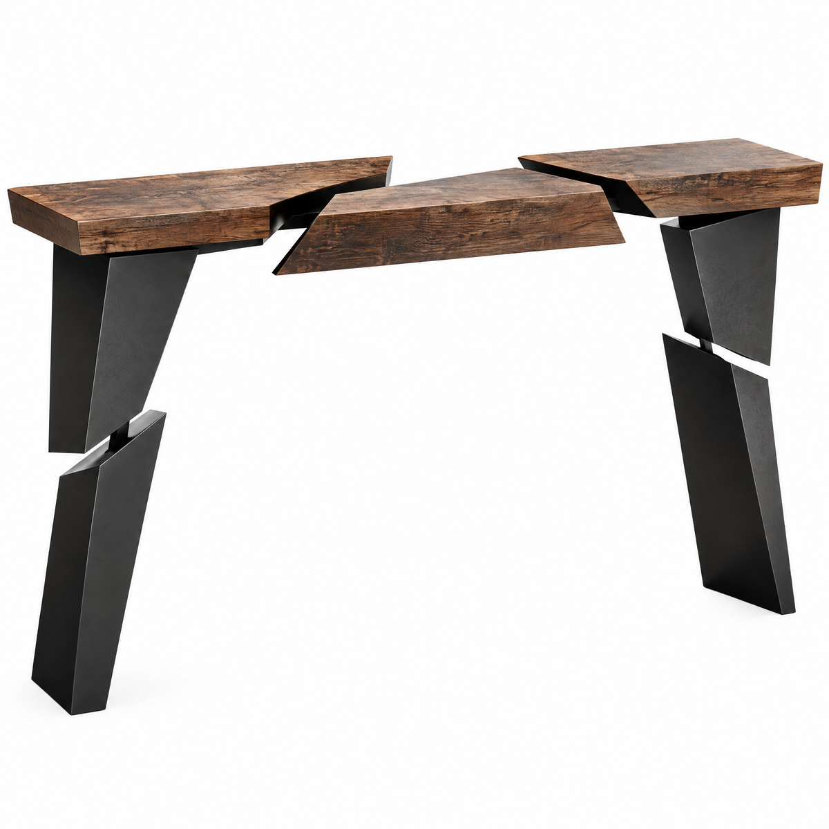 domivov® Rustic Wood Geometric Console Table