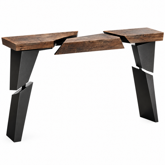 domivov® Rustic Wood Geometric Console Table