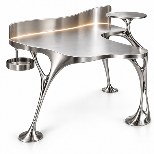 domivov® Sculptural Stainless Steel LED Desk