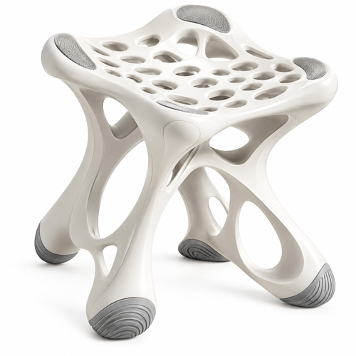 domivov® White Ergonomic Perforated Stool