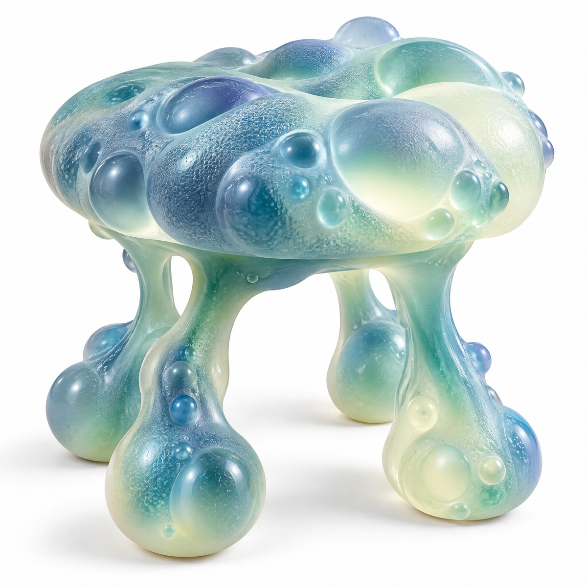 domivov® Blue-Green Bubble Resin Accent Stool