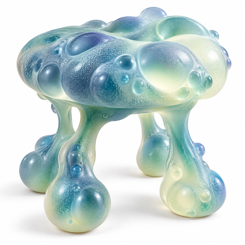 domivov® Blue-Green Bubble Resin Accent Stool