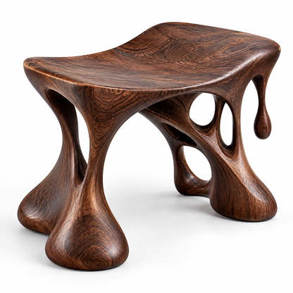 domivov® Sculptural Solid Wood Stool